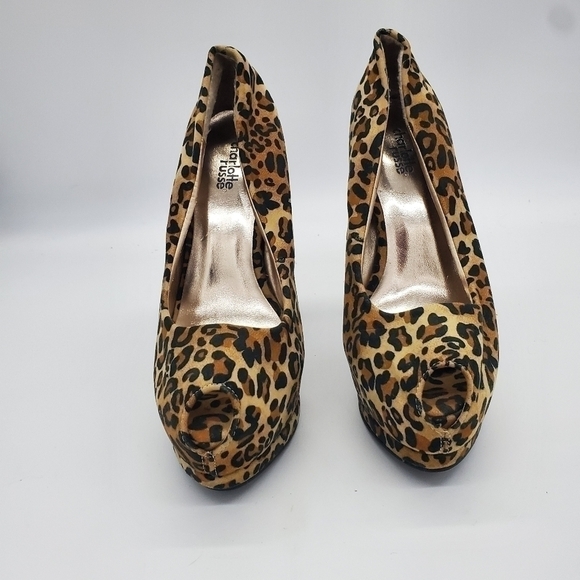 Charlotte Russe Peep Toe Platform Heels Women's 8 Leopard Print Shoes - Picture 3 of 10